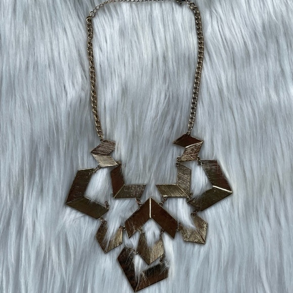 Gold and Red Aztec Geometric Statement Necklace - Picture 13 of 14